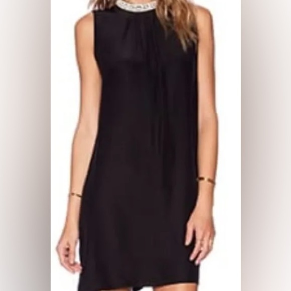 Amanda Uprichard Pearl Rhinestone Neck Silk Mini Dress XS/P – Black - Picture 2 of 16